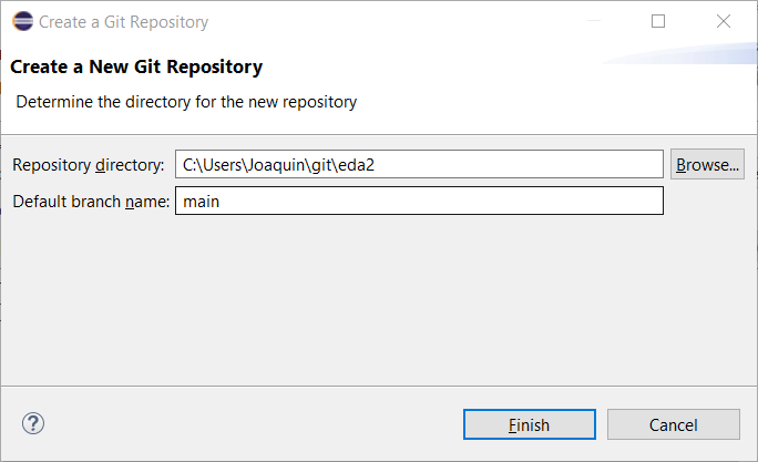 Eclipse create Git local repository (2)