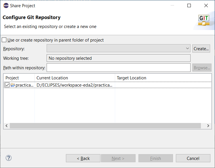 Eclipse create Git local repository (1)